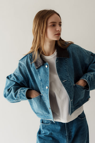 【2月10日(火)20:00〜 販売開始】アクセントカラーデニムジャケット｜ACCENT COLLAR DENIM JACKET