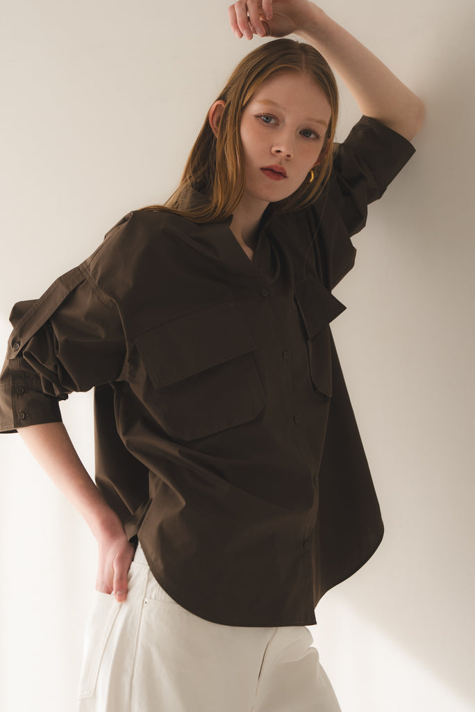 IRENE   ロールアップスリーブシャツ IRENE ロールアップスリーブシャツ