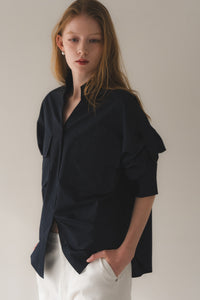 regleam ロールアップスリーブシャツ ネイビー ロールアップスリーブシャツ｜ROLL-UP SLEEVE SHIRTの通販｜regleam