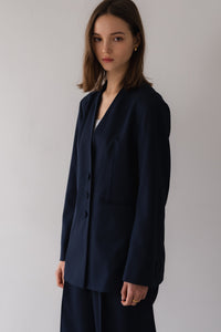 専用ぺーじ。 regleam ノーカラージャケット M ネイビー ノーカラーシングルジャケット｜NO-COLLAR SINGLE JACKETの通販｜regleam