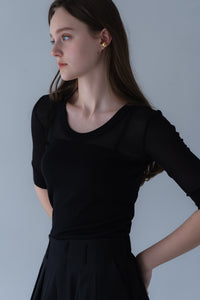 2WAY5分袖シアーニット｜2WAY HALF SLEEVE SHEER KNITの通販｜regleam