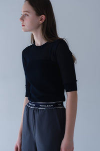 2WAY5分袖シアーニット｜2WAY HALF SLEEVE SHEER KNITの通販｜regleam