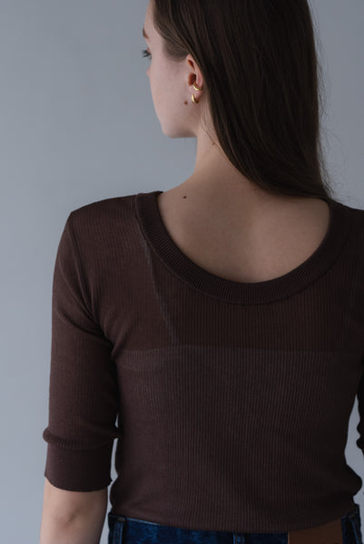 【4月7日(火)12:00〜 受注予約開始】2WAY5分袖シアーニット｜2WAY HALF SLEEVE SHEER KNIT