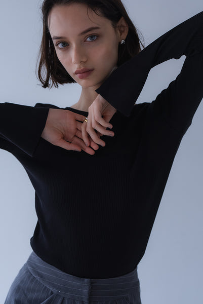 【7月3日(金)12:00〜 受注予約開始】フレアスリーブリブニット｜FLARED SLEEVE RIB KNIT