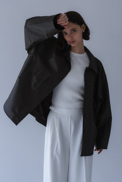 【7月17日(金)12:00〜 受注予約開始】エコレザーシャツジャケット｜ECO LEATHER SHIRT JACKET