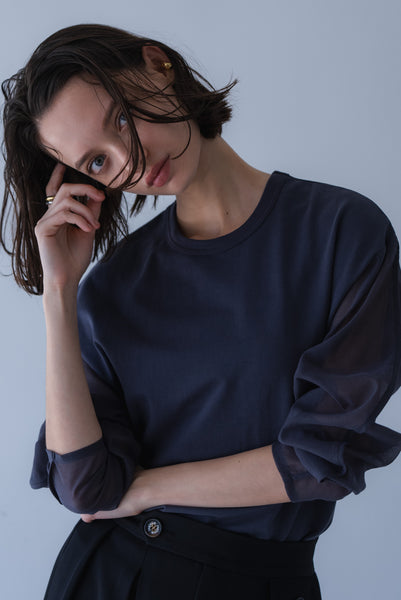【8月18日(火)20:00〜 販売開始】シアースリーブオーバーカットソー｜SHEER SLEEVE OVER CUT AND SEW