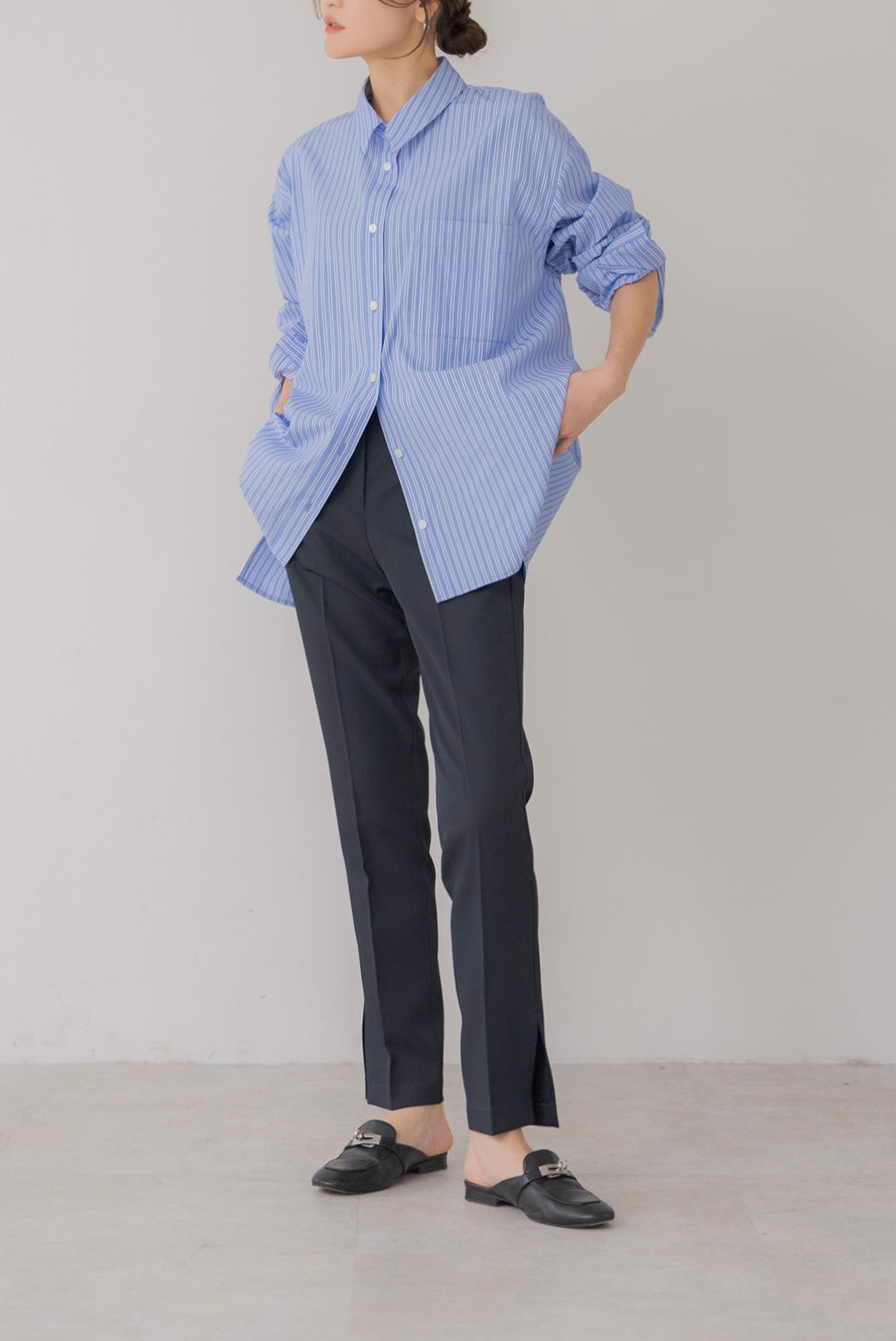 リグリーム　サイドスリットスティックパンツ ブラック サイドスリットスティックパンツ｜SIDE SLIT STICK PANTSの通販