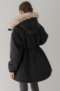 リグリーム regleam ファー付きミリタリーコート　黒　新品未使用 ファー付きミリタリーコート｜FUR MILITARY COATの通販｜regleam