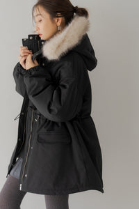 リグリーム regleam ファー付きミリタリーコート　黒　新品未使用 ファー付きミリタリーコート｜FUR MILITARY COATの通販｜regleam