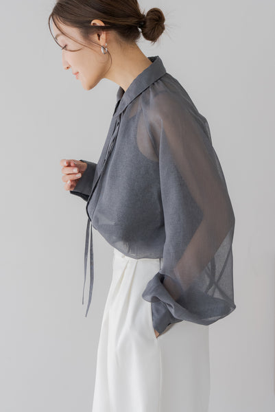 【5月12日(月)20:00〜 販売開始】リボンシアーブラウス｜RIBBON SHEER BLOUSE