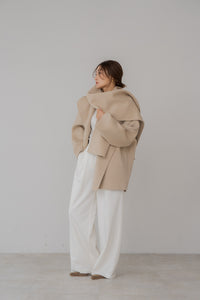 新品タグ付き　今期新作　regleam ストール付きショートコート ストール付きショートコート｜STOLE SHORT COATの通販｜regleam