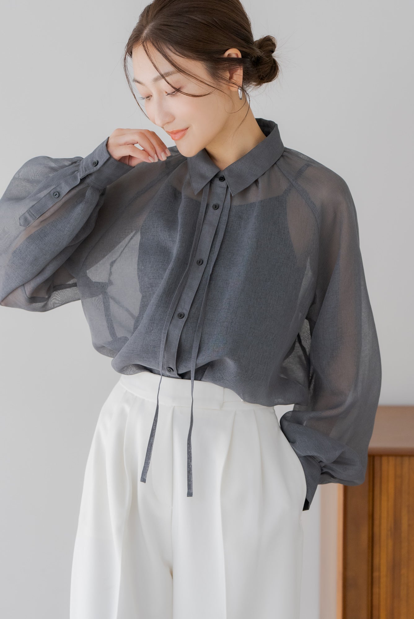 regleam リボンシアーブラウスRIBBON SHEER BLOUSE リボンシアーブラウス｜RIBBON SHEER BLOUSEの通販｜regleam