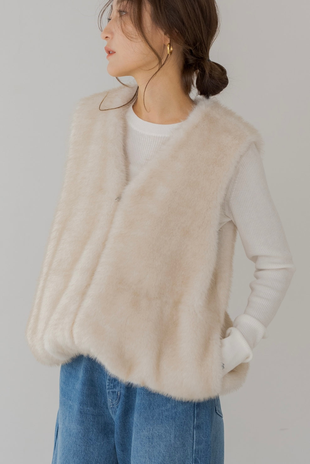 シェイプコードファーベスト｜SHAPE CORD FUR VESTの通販｜regleam