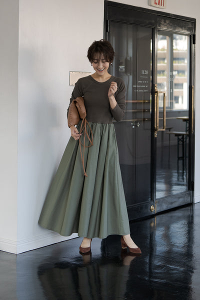 ロングスリーブ バックオープン マキシワンピース｜LONG SLEEVE BACK OPEN MAXI DRESS