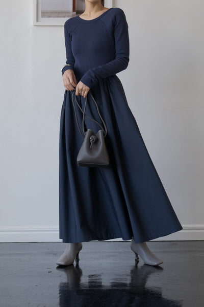 ロングスリーブ バックオープン マキシワンピース｜LONG SLEEVE BACK OPEN MAXI DRESS