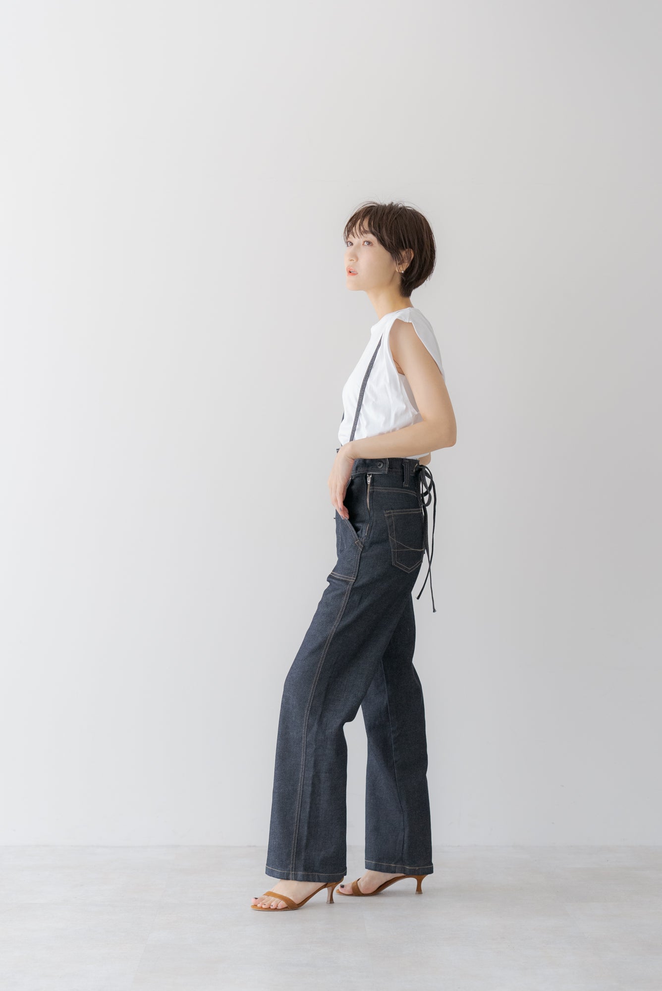 バックリボン サロペットデニム ｜ BACK RIBBON DENIM OVERALLS