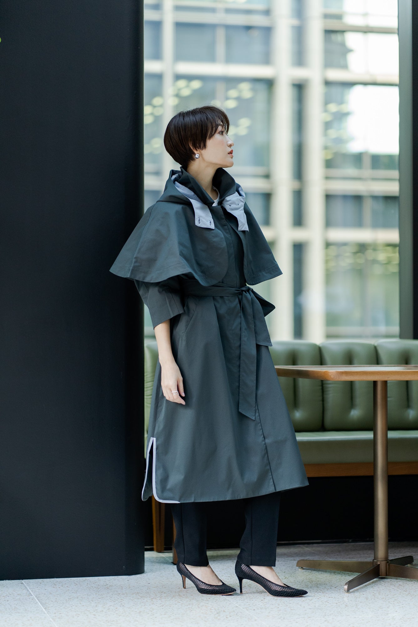 L'or Irregular Hem Cape Coat