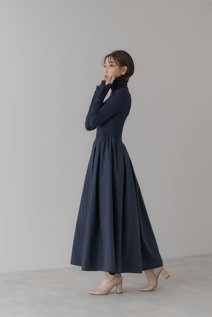 リブニット切り替えマキシワンピース｜RIB KNIT SWITCHING MAXI DRESS