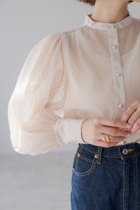 regleam リグリーム　インナー付きシアーブラウス　ベージュ インナー付きシアーブラウス｜ SHEER BLOUSE WITH INNER – regleam