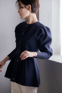 ☘️regleam ペプラムニットカーディガン navy Sサイズ☘️ ペプラムニットカーディガン｜PEPLUM KNIT CARDIGANの通販｜regleam