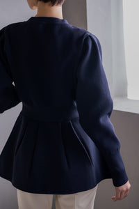 ☘️regleam ペプラムニットカーディガン navy Sサイズ☘️ ペプラムニットカーディガン｜PEPLUM KNIT CARDIGANの通販｜regleam
